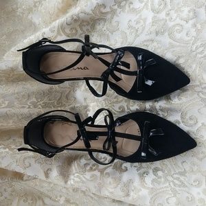 Nina black suede heels